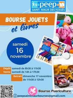 Photo de la bourse puericulture Bourse aux JOUETS et LIVRES ce samedi 16 novembre 2024