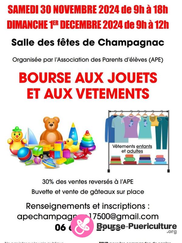 Bourse aux jouets et aux vêtements.