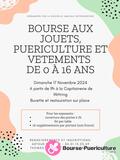 Bourse aux jouets, puériculture et vêtements de 0 à 16 ans