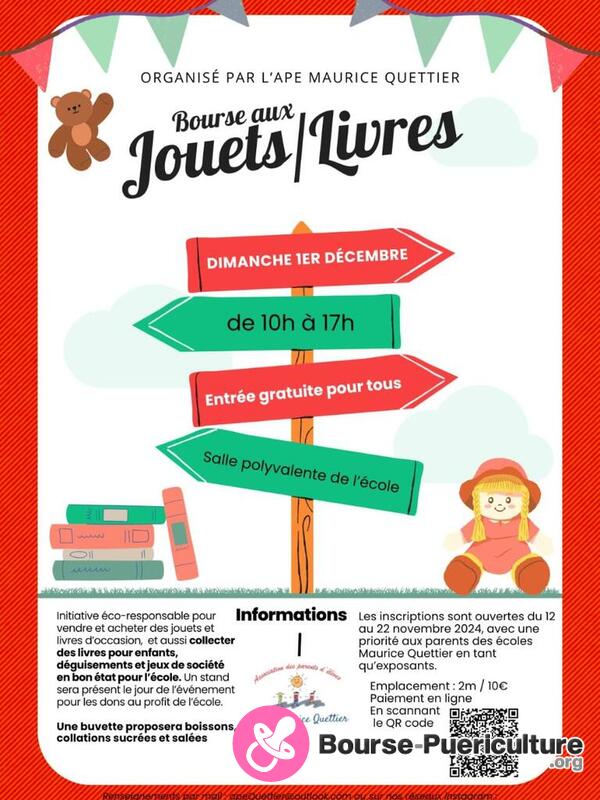 Bourse aux Jouets,livres,puériculture .ape Maurice Quettier