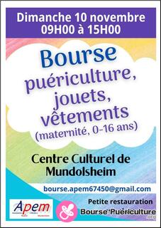 Photo de la bourse puericulture Bourse puériculture, jouets, vêtements (maternité, 0-16 ans)