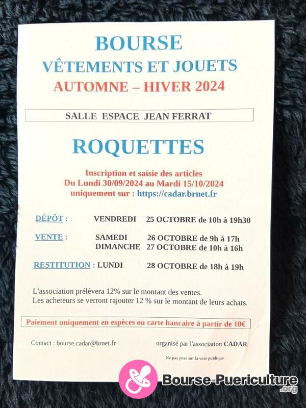 Bourse vetements jouets et puericulture