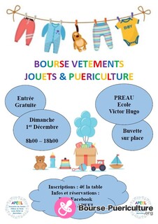 Photo de la bourse puericulture Bourse aux vêtements, jouets et puériculture APEEL