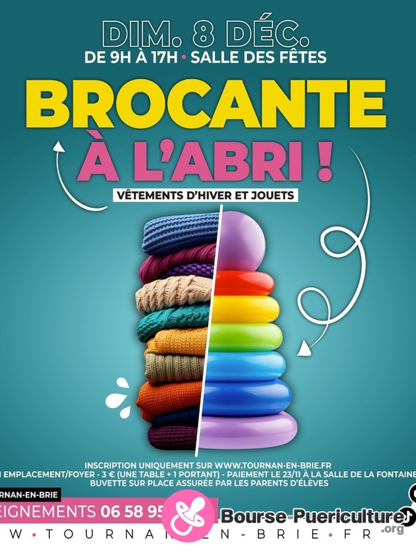 Brocante à l’abri, vêtements et jouets