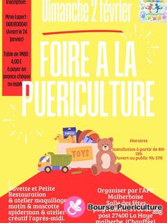 Photo de la bourse puericulture Foire à la puériculture APE Malherboise