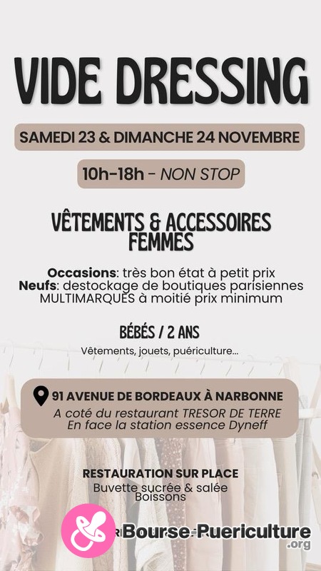 Vide dressing femme, bébé, puériculture